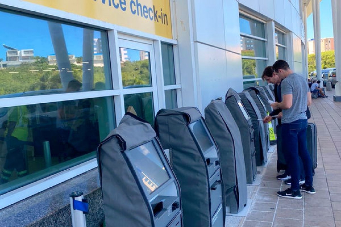 Several self-service check-in counters 