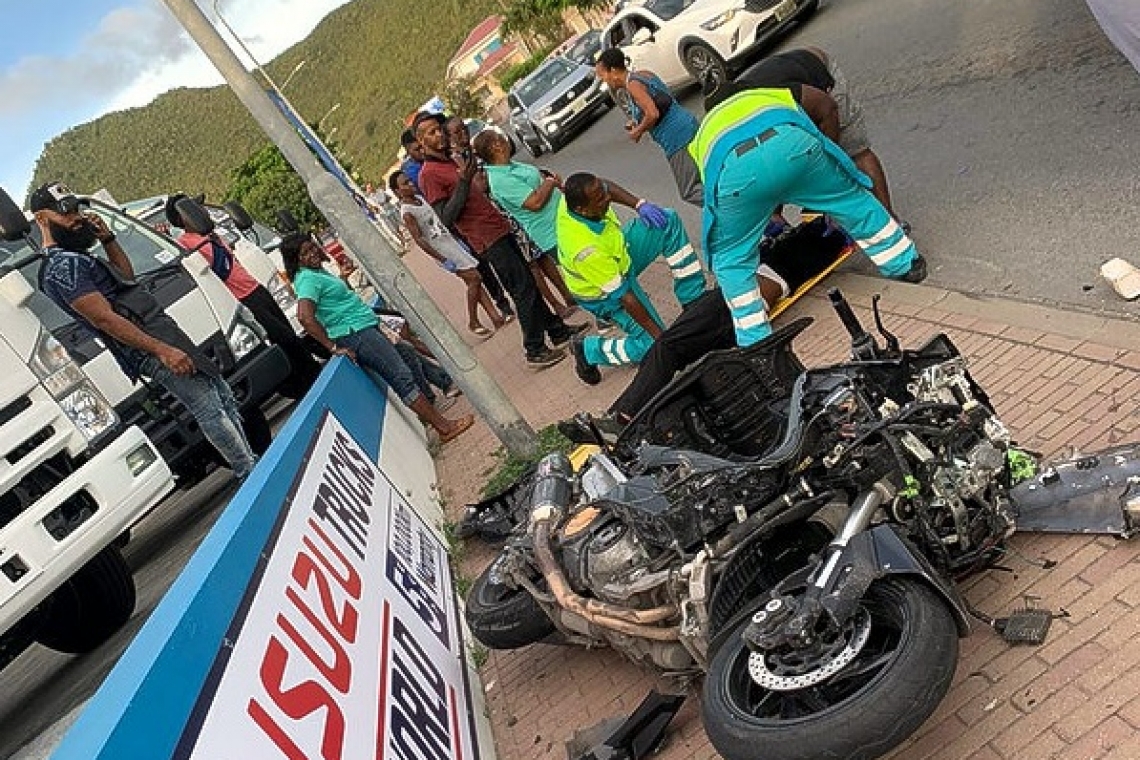       Motorbike rider  injured in crash   