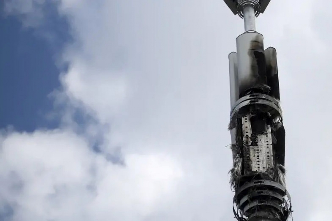 Telecommunications towers  damaged by 5G protestors