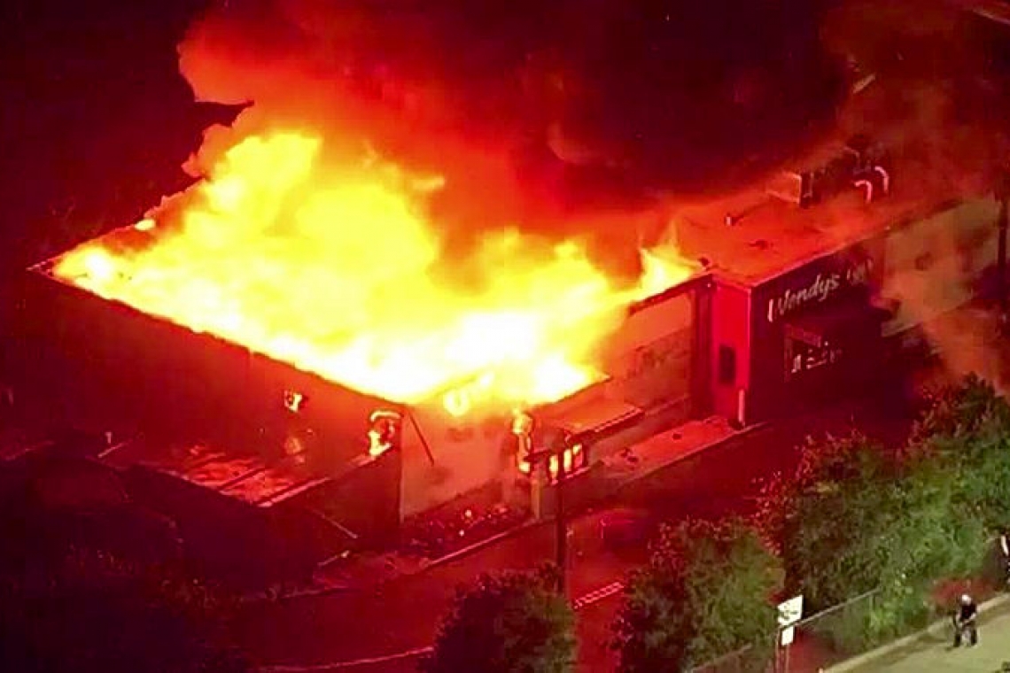 Protesters burn down Wendy's in Atlanta after police shooting