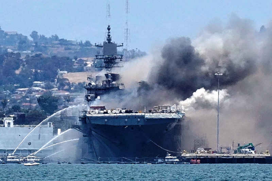 Fire aboard US Navy warship in San Diego injures 21 people