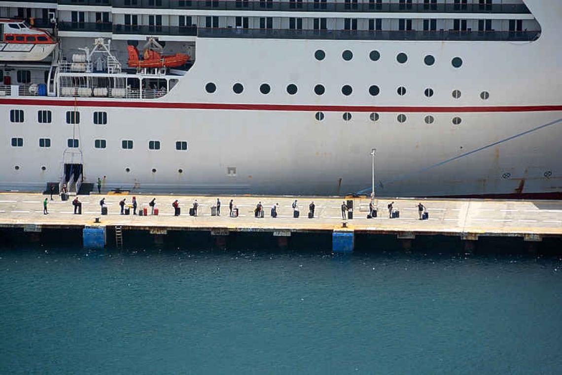 Cruise ship in port  to repatriate crew