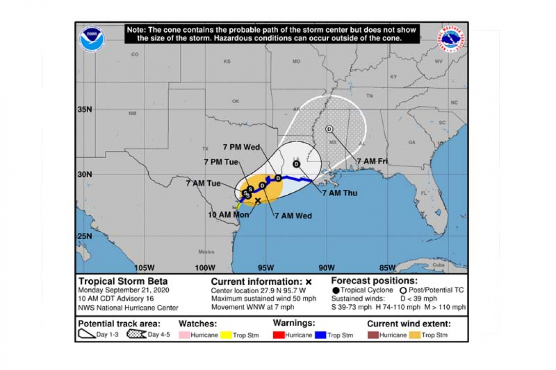 ...BETA MOVING A LITTLE FASTER TOWARDS THE CENTRAL TEXAS COAST...