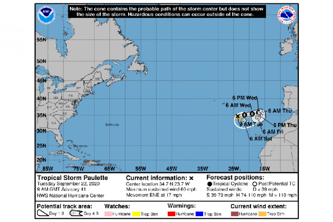 ...PAULETTE REFORMS, MOVING TOWARD THE EAST-NORTHEAST SOUTHEAST OF THE AZORES...      