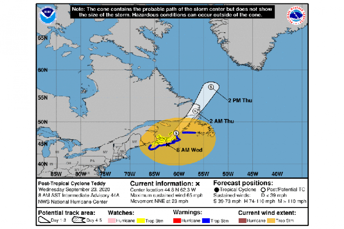 ...TEDDY CAUSING DESTRUCTIVE WAVES, STRONG WINDS, AND HEAVY RAINFALL TODAY FOR PORTIONS OF ATLANTIC CANADA...   