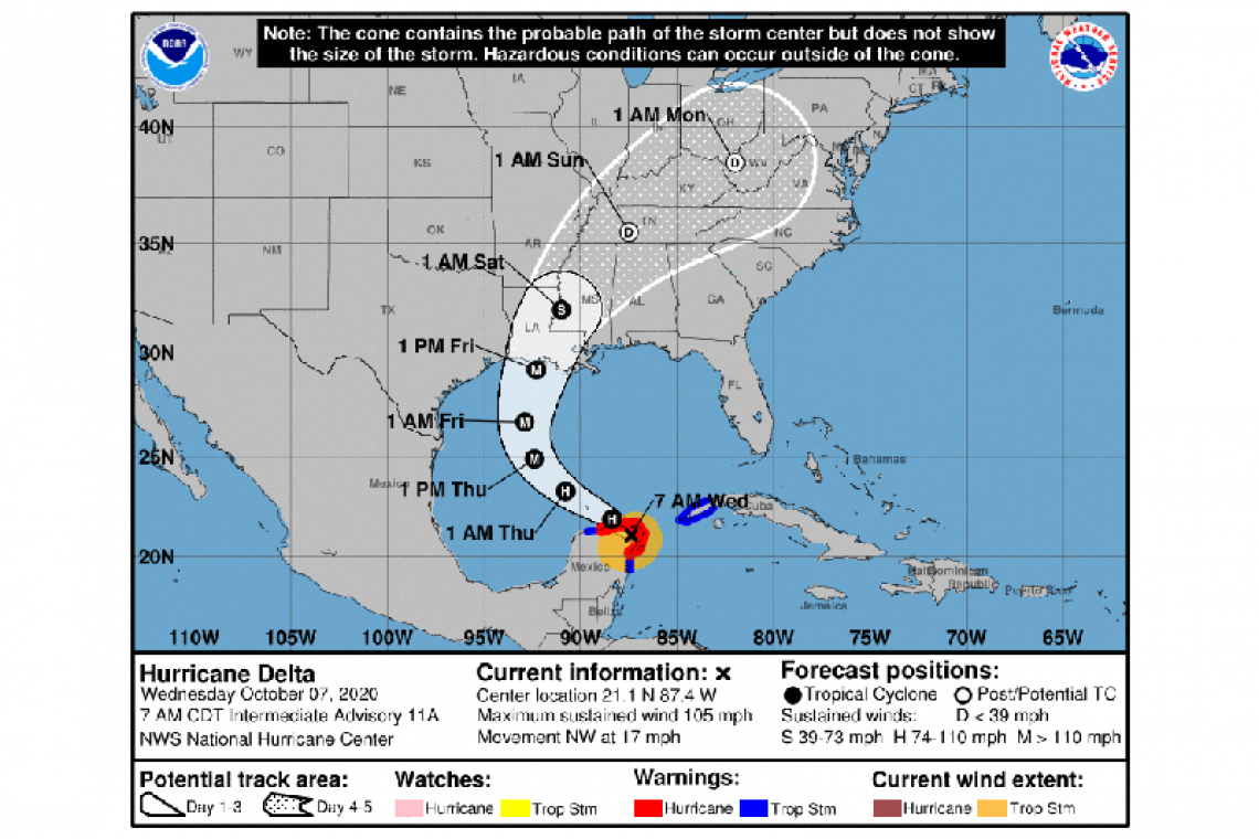 ...DELTA BRINGING A LIFE-THREATENING STORM SURGE AND STRONG WINDS TO NORTHEASTERN PORTIONS OF THE YUCATAN PENINSULA...   