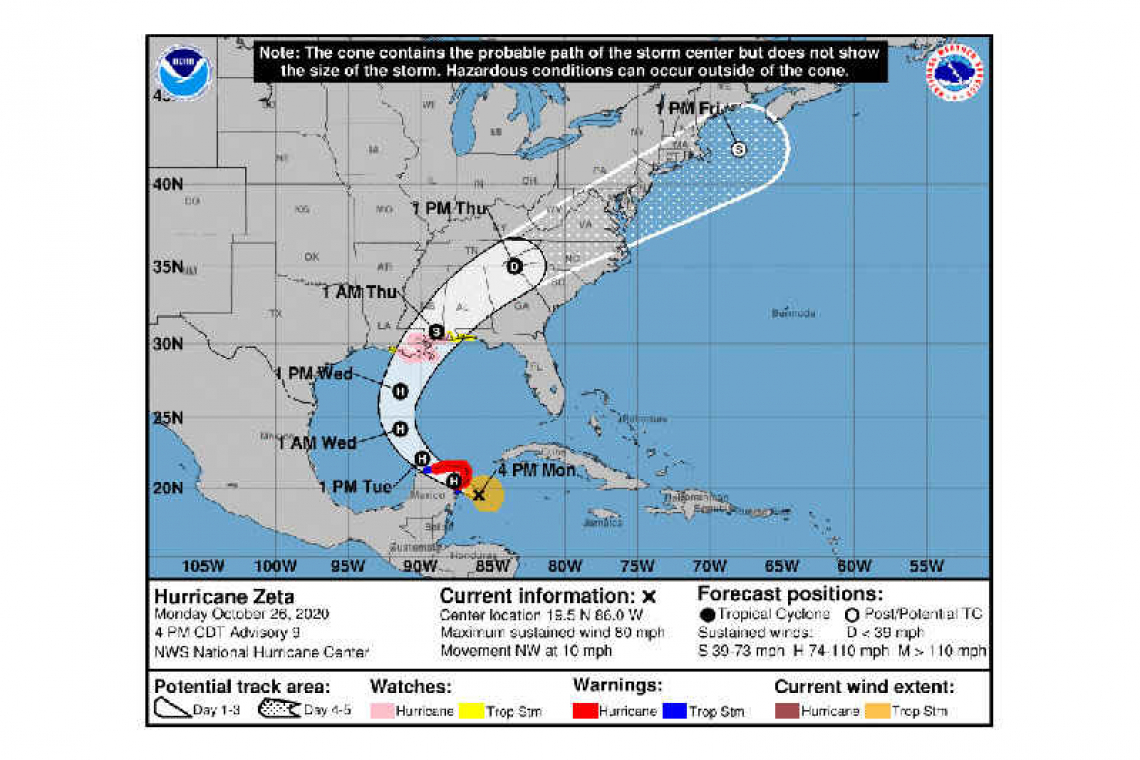 ...NOW HURRICANE ZETA EXPECTED TO BRING HURRICANE CONDITIONS AND A DANGEROUS STORM SURGE TO PORTIONS OF THE YUCATAN PENINSULA...