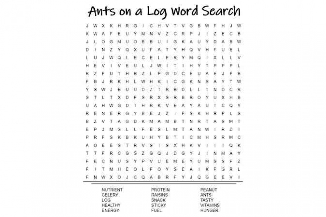 Ants on a Log Word Search by The KIDS Herald