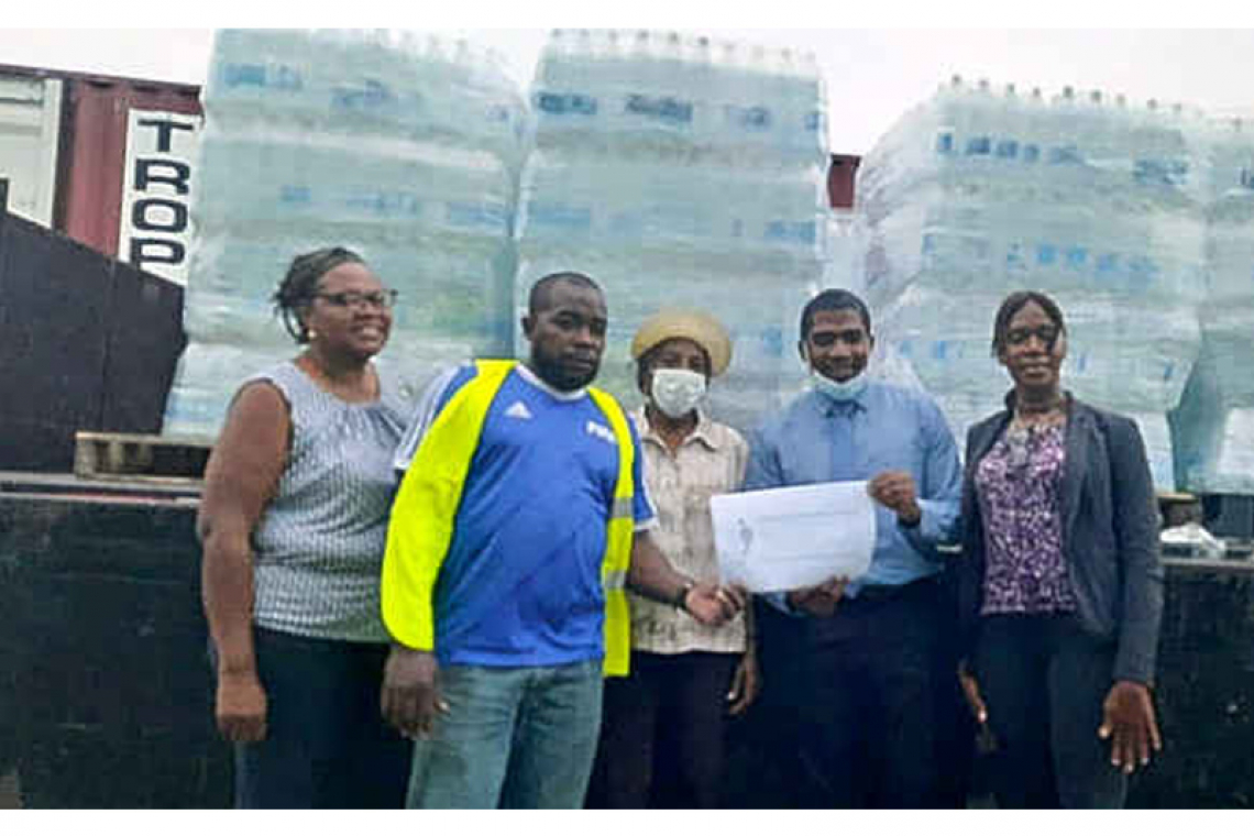 Statians send 7 pallets  of water to St. Vincent