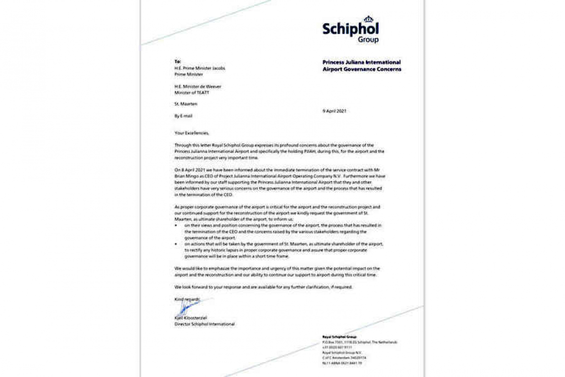 Schiphol Group questions corporate  governance after Mingo’s dismissal