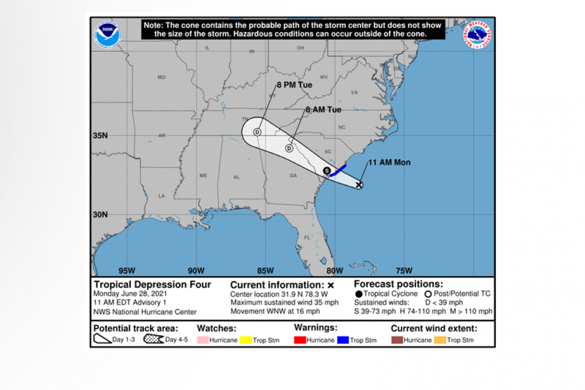 ...NEW TROPICAL DEPRESSION FORMS OFF THE COAST OF SOUTH CAROLINA...