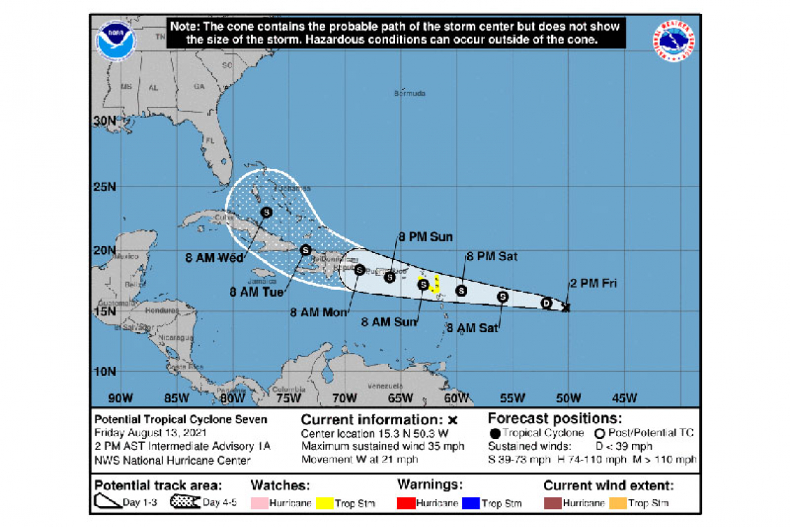 Potential Tropical Cyclone Seven Intermediate Advisory Number 1A   200 PM AST Fri Aug 13 2021
