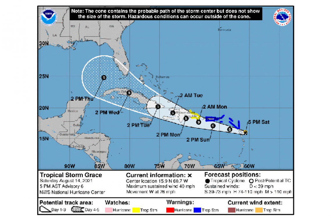 Tropical Storm Grace Advisory Number 6  500 PM AST Sat Aug 14 2021