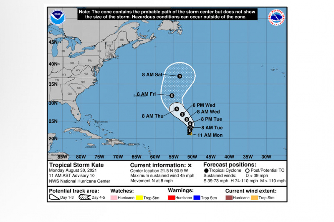 ...DEPRESSION STRENGTHENS INTO TROPICAL STORM KATE...