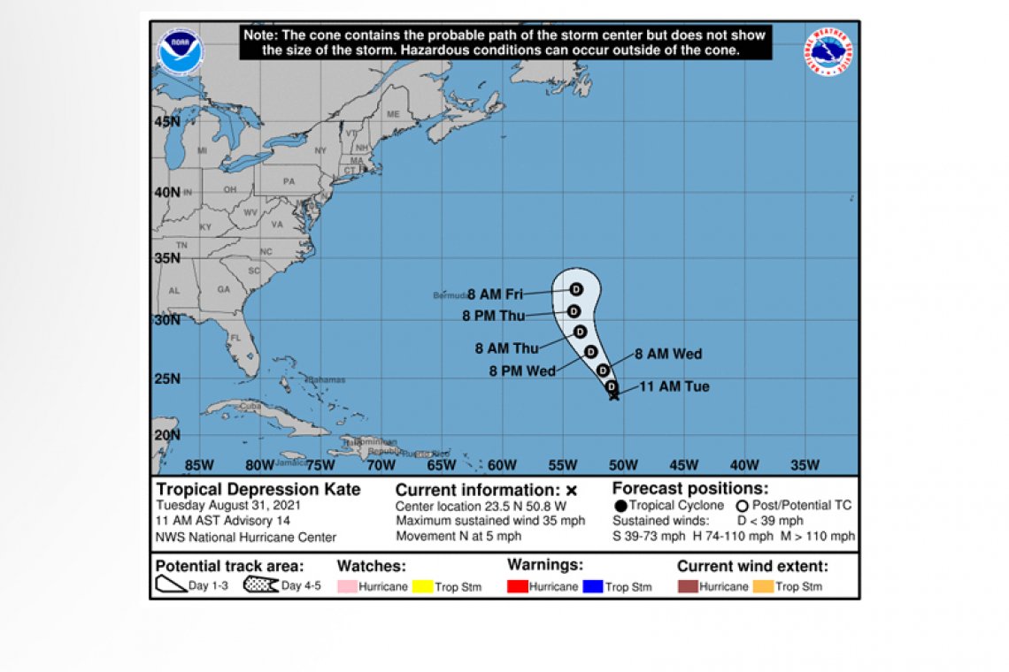 ...POORLY ORGANIZED KATE NOW A TROPICAL DEPRESSION...