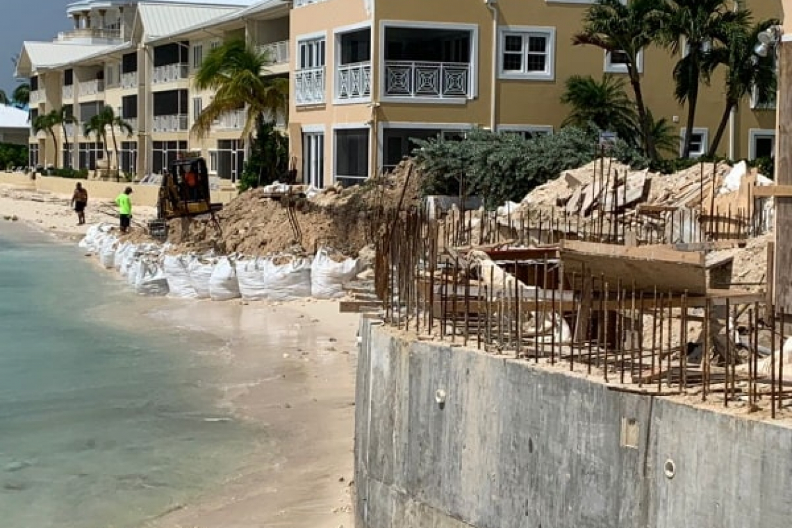 New Seven Mile Beach  wall already in ocean