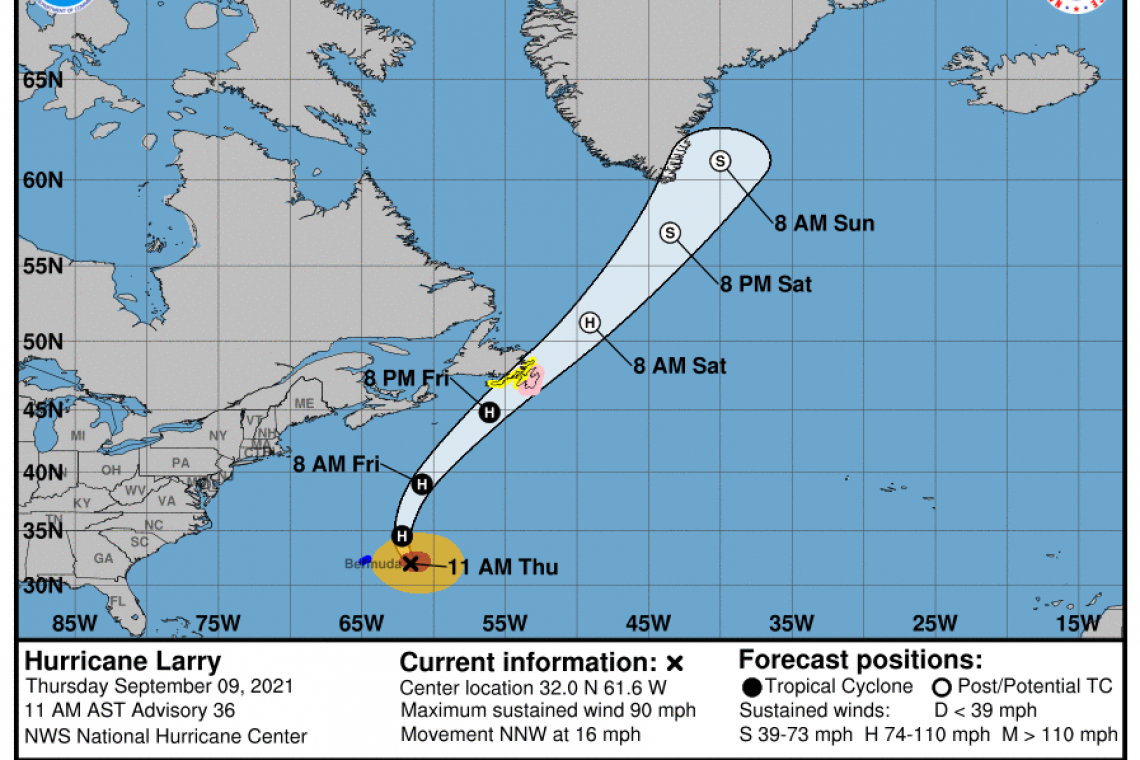 ...TROPICAL STORM CONDITIONS EXPECTED ON BERMUDA SOON WHILE LARRY MOVES TO THE EAST OF THE ISLAND...