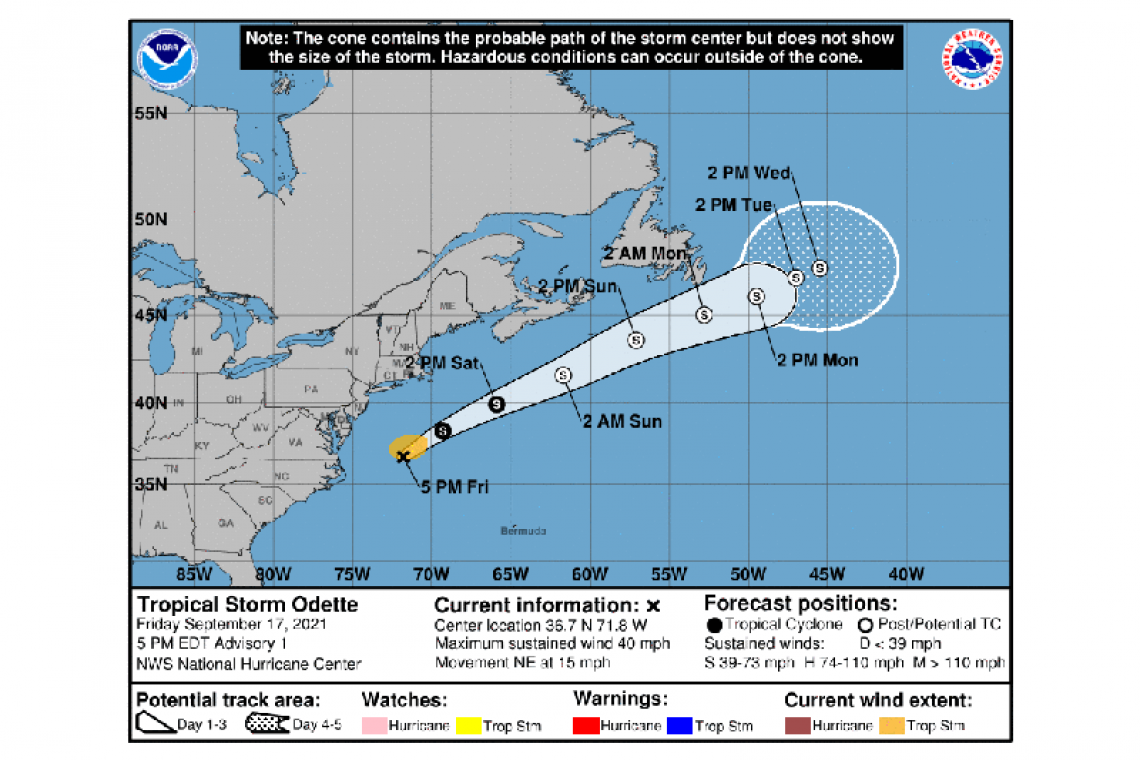 ...TROPICAL STORM ODETTE FORMS OFF THE U.S. MID-ATLANTIC COAST...