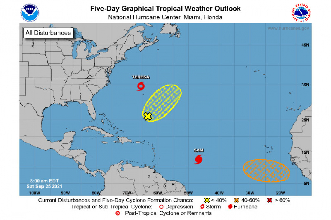 Tropical Weather Outlook 800 AM EDT Sat Sep 25 2021