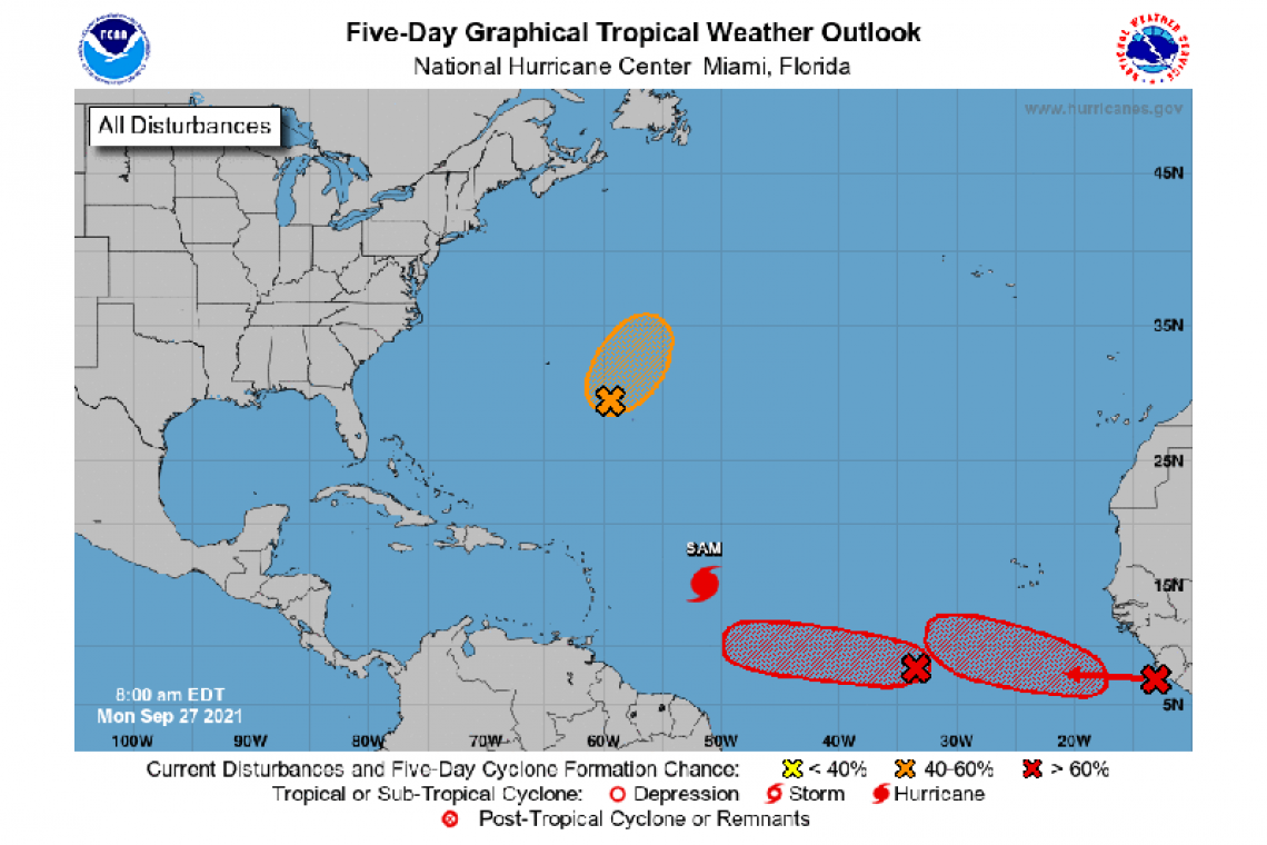 Tropical Weather Outlook 800 AM EDT Mon Sep 27 2021