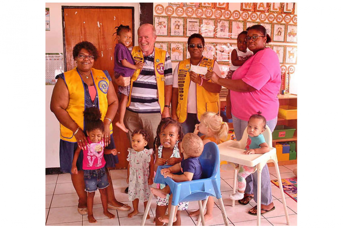 Statia Lions Club donates  to three day-care centres