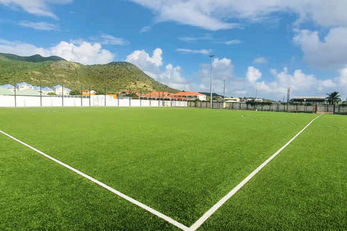 Final sections of artificial grass laid at Thelbert Carti Stadium