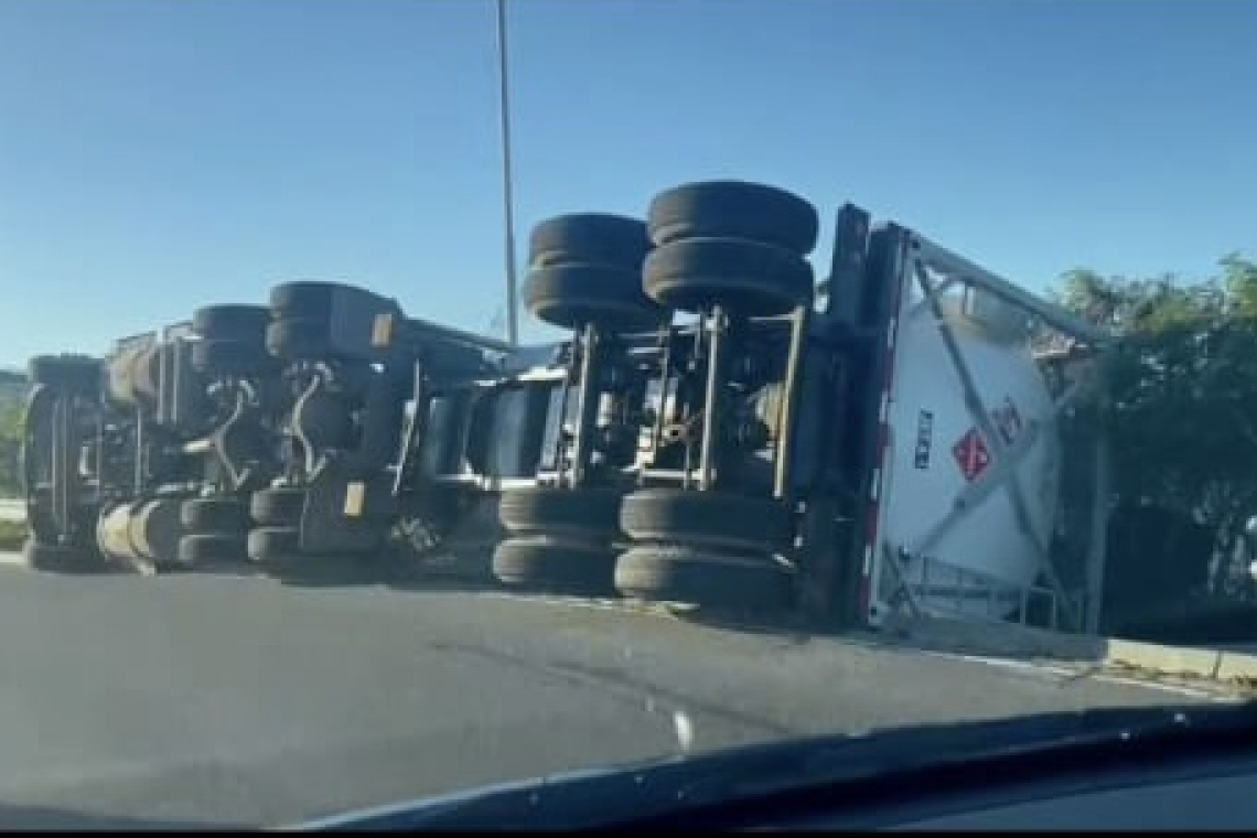 BREAKING NEWS: Overturned fuel truck on Airport Road