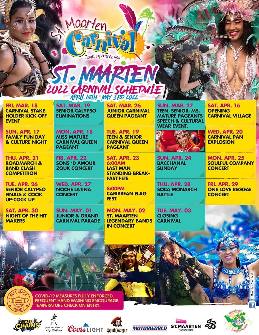 Updated SXM Carnival 2022 schedule THE DAILY HERALD SXM Talks