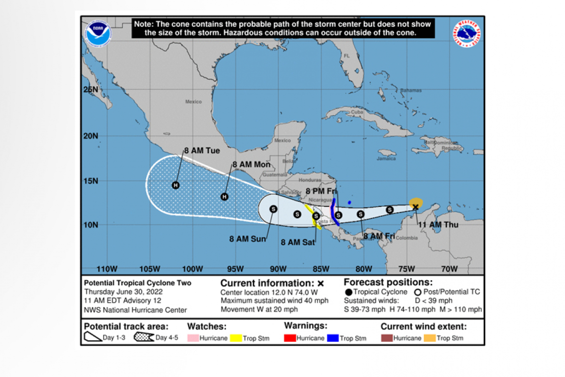 ...DISTURBANCE OVER THE SOUTHWESTERN CARIBBEAN SEA EXPECTED TO BECOME A TROPICAL STORM LATER TODAY...