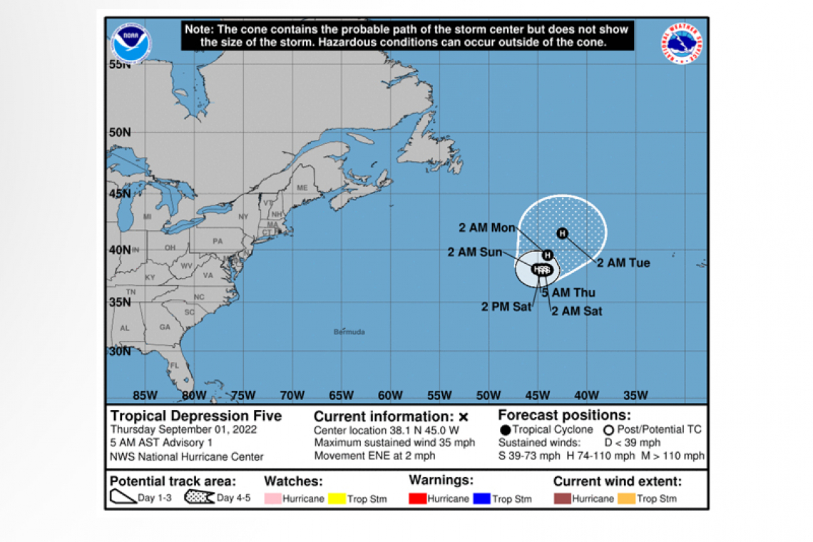 ...NEW TROPICAL DEPRESSION FORMS OVER THE NORTH ATLANTIC...
