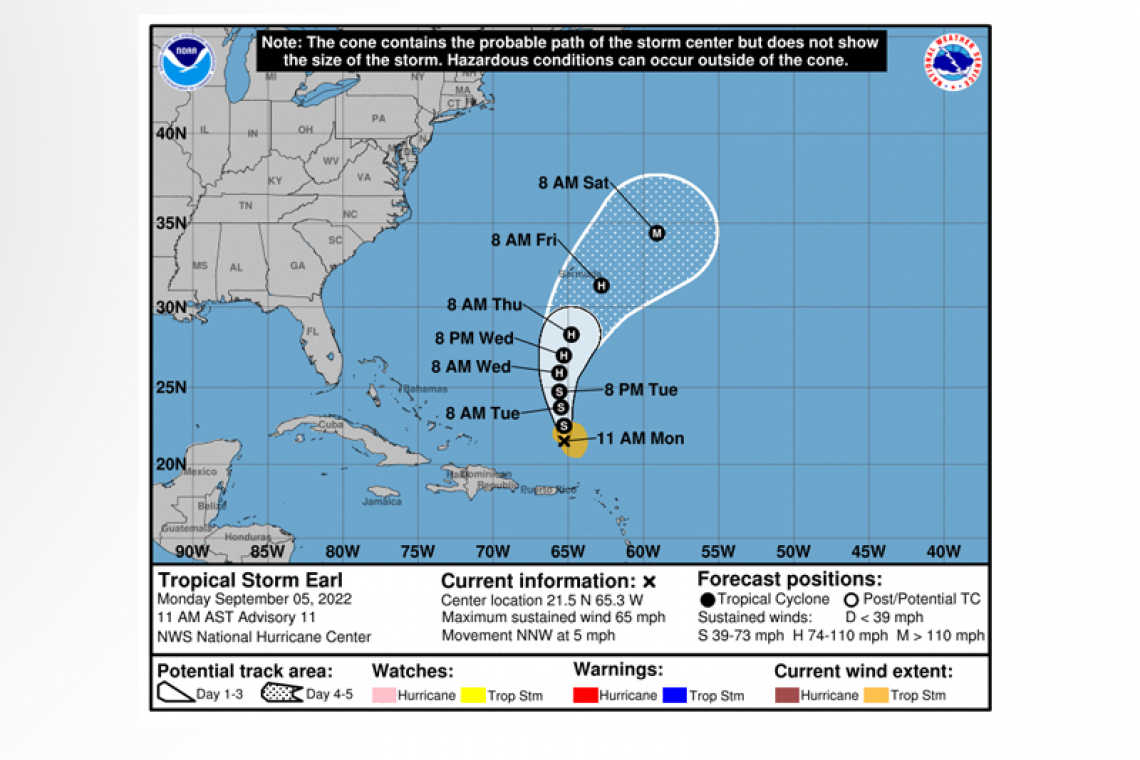 ...EARL NOW A 65-MPH TROPICAL STORM...