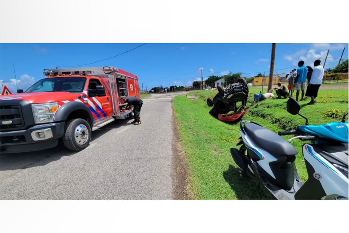 ATV lands in ditch  after near-collision