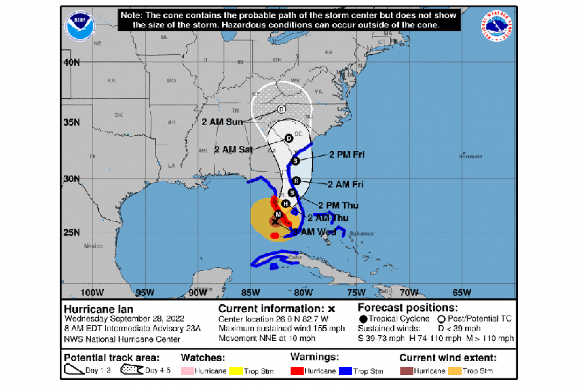 ...IAN EXPECTED TO CAUSE CATASTROPHIC STORM SURGE, WINDS, AND FLOODING IN THE FLORIDA PENINSULA STARTING LATER TODAY...