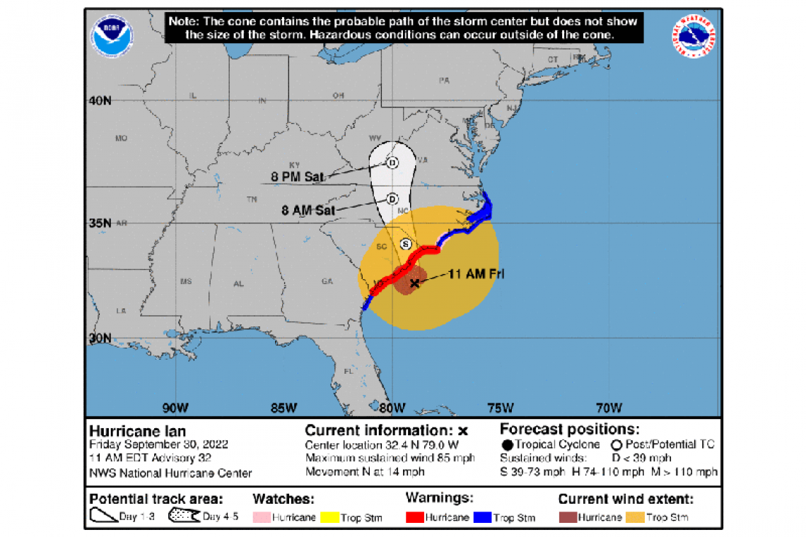 ...HURRICANE IAN ACCELERATING TOWARD THE SOUTH CAROLINA COAST...