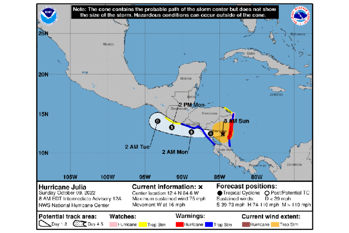 ...HURRICANE JULIA MOVING WESTWARD ACROSS NICARAGUA...