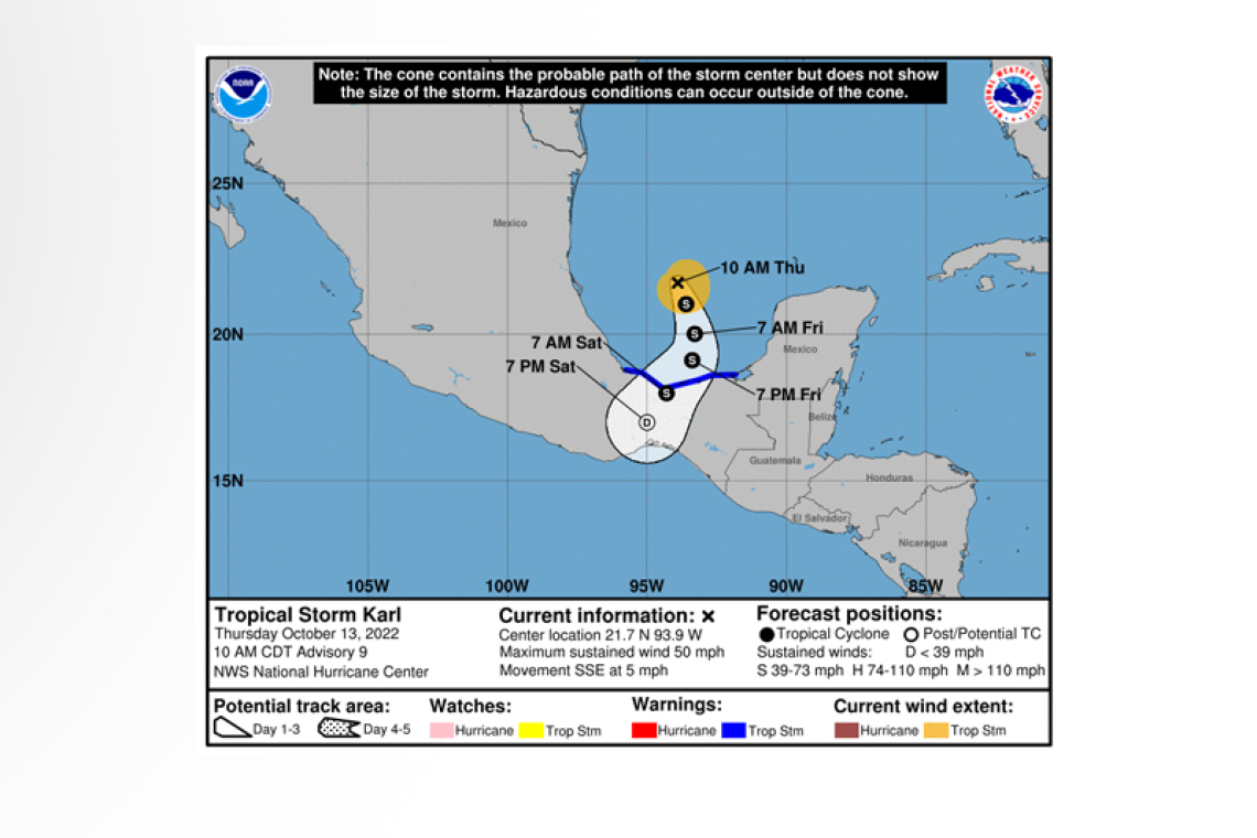 ...KARL MOVING SOUTH-SOUTHEASTWARD...