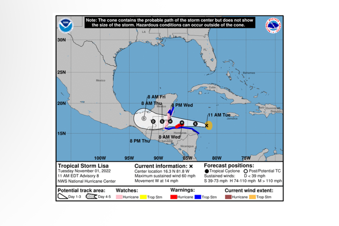 ...HURRICANE WARNING ISSUED FOR STRENGTHENING LISA...