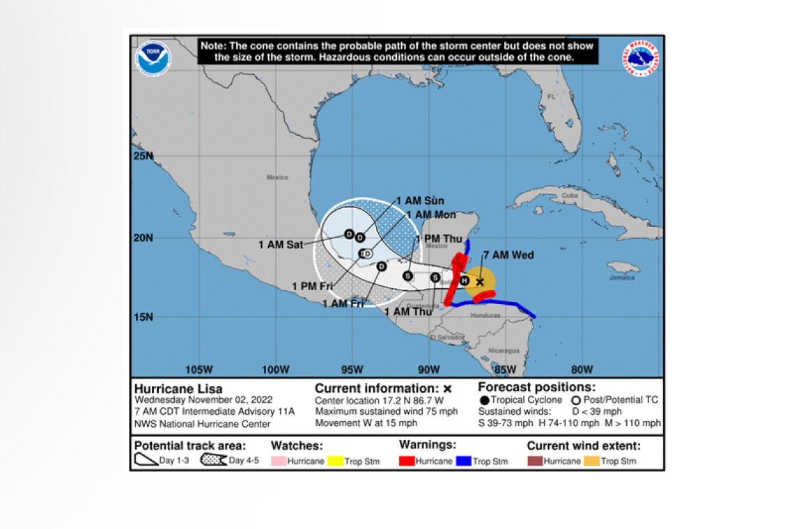 ...LISA BECOMES A HURRICANE WHILE HEADED FOR BELIZE...