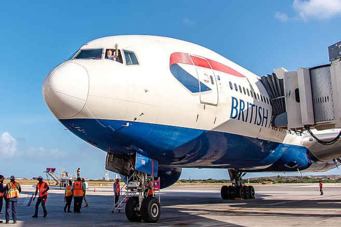    Historic British Airways  inaugural flight to Aruba