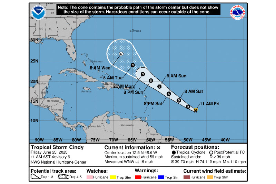 ...TROPICAL STORM CINDY A LITTLE STRONGER...