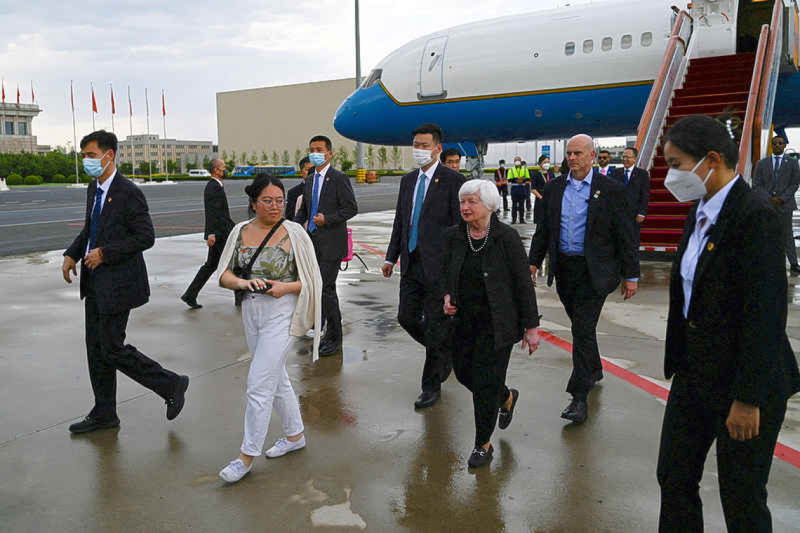 Yellen lands in China, hopes to thaw icy relations