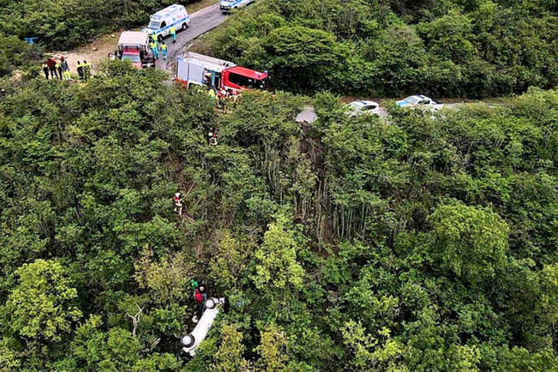 Couple injured after car goes  airborne, landing 40 feet below