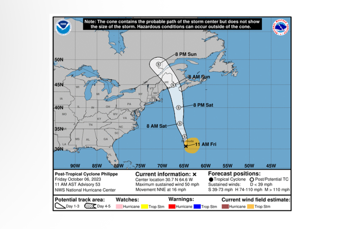 Tropical storm warning issued for Bermuda as Philippe turns north;  projected to hit New England