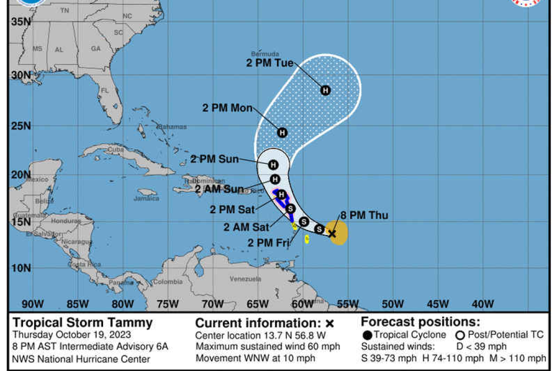 Tammy to intensify as  it approaches islands 