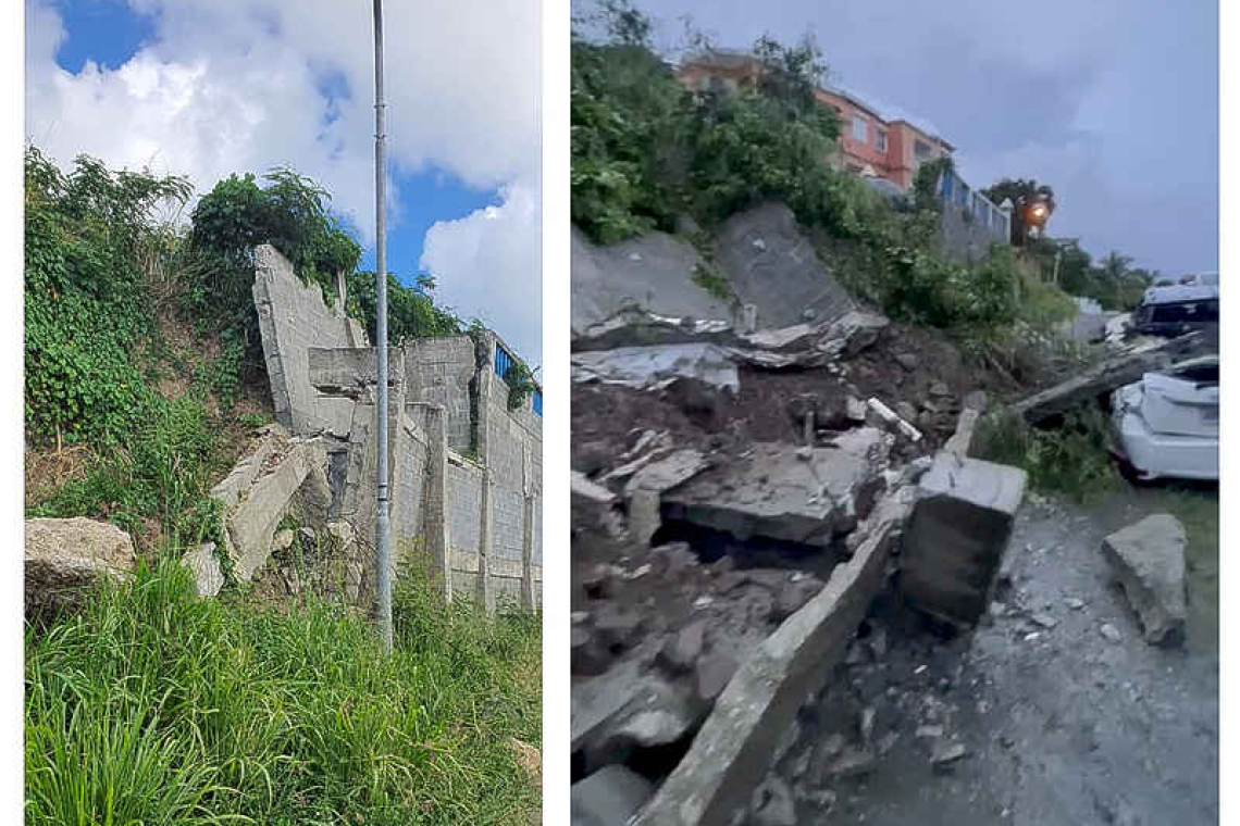 Collapsed retaining  wall known hazard