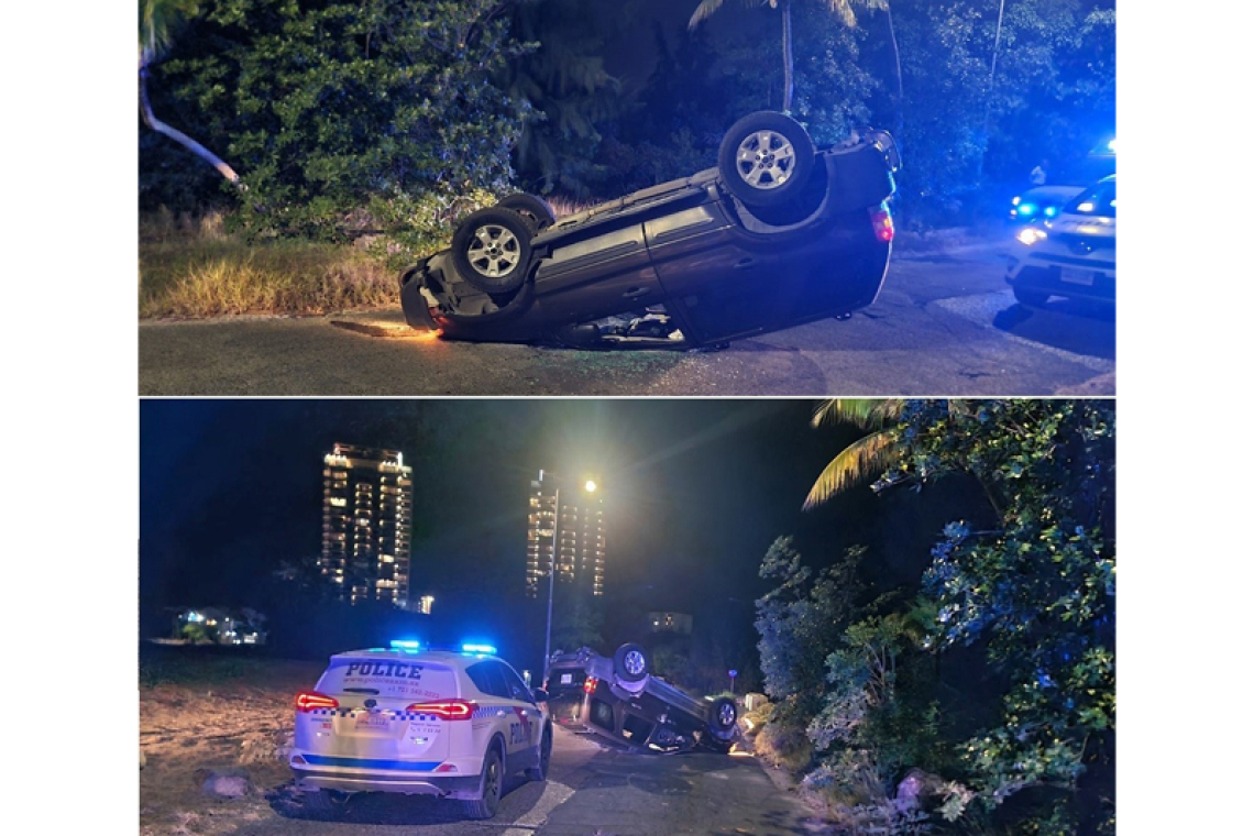 Police probe vehicle overturn  on Rhine Road in Mullet Bay