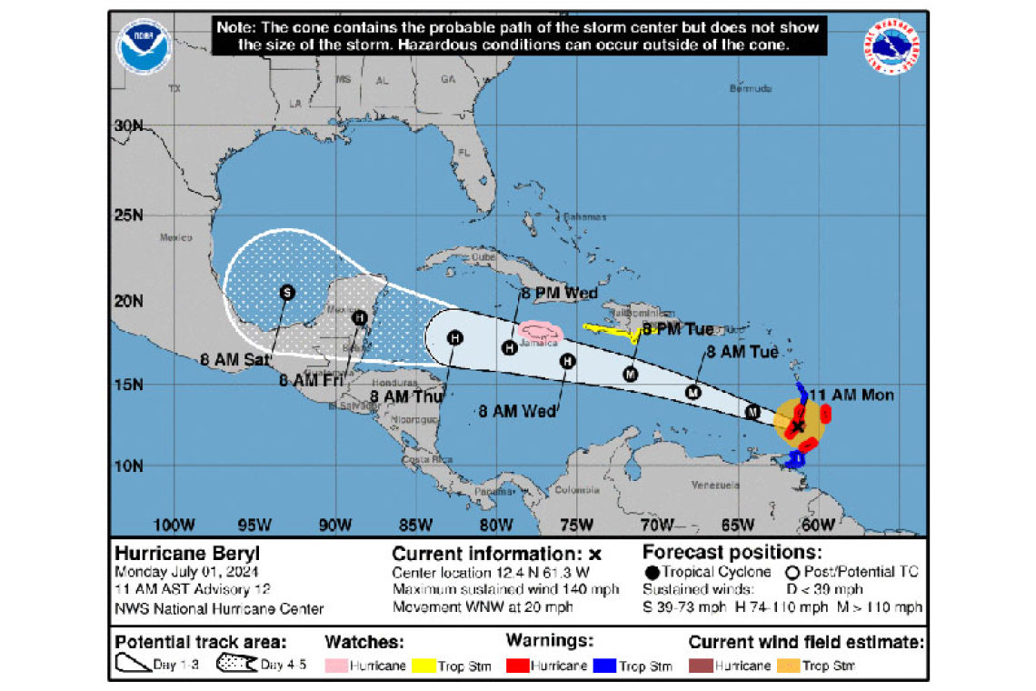 ...EXTREMELY DANGEROUS EYEWALL OF BERYL MOVING OVER CARRIACOU ISLAND...LIFE-THREATENING WINDS AND DANGEROUS STORM SURGE CONDITIONS ARE  OCCURRING...