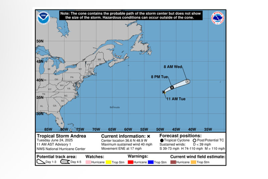 ..ANDREA BECOMES THE FIRST TROPICAL STORM OF THE SEASON IN THE ATLANTIC...