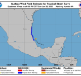 Tormenta Tropical Barry Advertencia Intermedia Número 4A