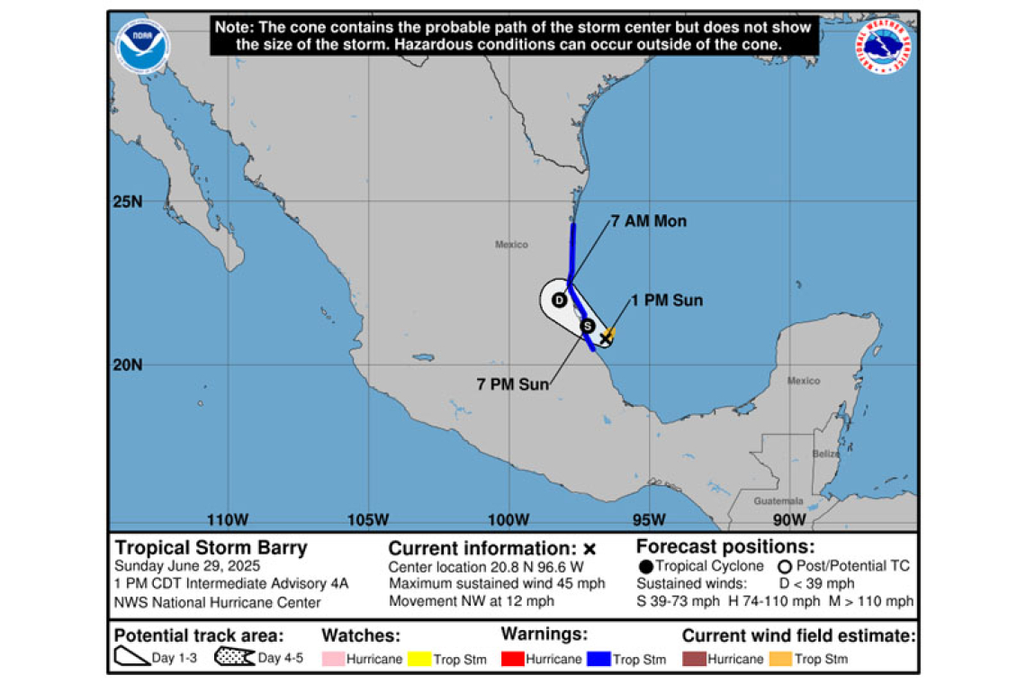 Tropical Storm Barry Intermediate Advisory Number 4A